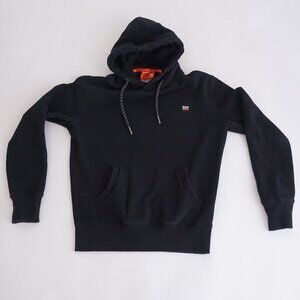 Super Dry Worldwide Brand Black Cotton Blend Sporty Athletic Hoodie Sweatshirt S